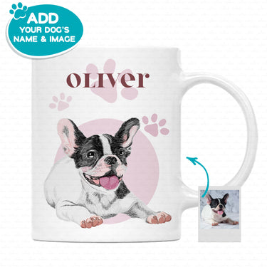 Personalized Dog Gift Idea - Color Sketching And Paw Gift For Puppy Lovers - White Mug